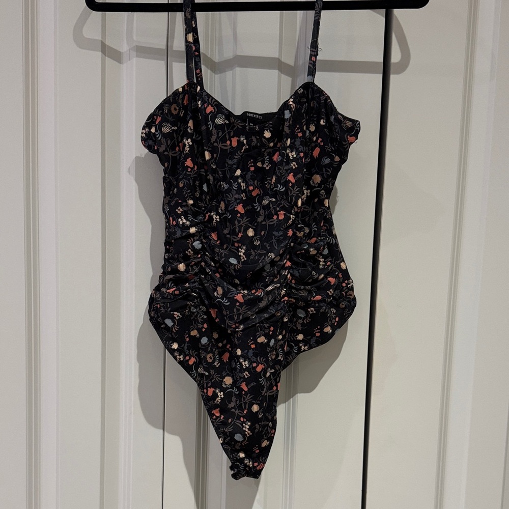 Forever 21 Black Floral Bodysuit